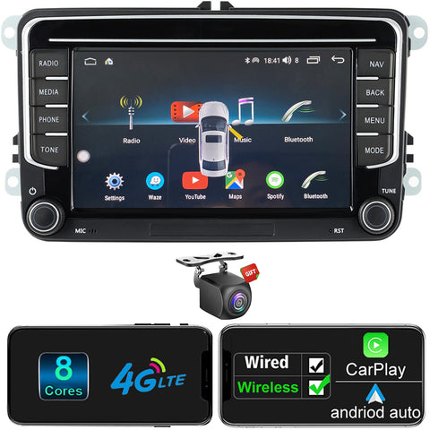 9" VW Universal GMC_ Android 10 Car Stereo for Volkswagen for Chevy Silverado Wireless CarPlay & Wired Android Auto 2G+32G Car Radio Dual Bluetooth DSP AM/FM GPS Navigation WiFi 9 Inch in-Dash Head Unit