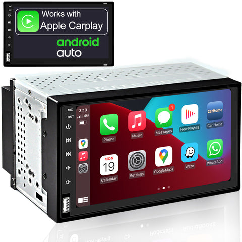 Autoradio universel - Apple Carplay & Android Auto - Bluetooth, USB &   