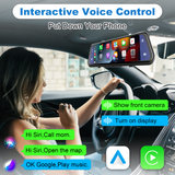 Mirror Dash Cam Wireless CarPlay & Wireless Android Auto, Dash Cam Front and Rear Backup Camera Rear View Mirror for Cars & Trucks, Night Vision, Parking Assistance, Dual Cameras Smart Screen+32G Card