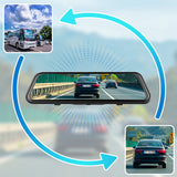 Mirror Dash Cam Wireless CarPlay & Wireless Android Auto, Dash Cam Front and Rear Backup Camera Rear View Mirror for Cars & Trucks, Night Vision, Parking Assistance, Dual Cameras Smart Screen+32G Card